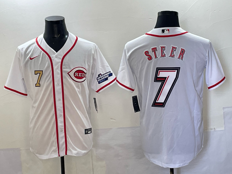 Men Cincinnati Reds #7 Steer white 2025 Nike MLB Jersey 003->cincinnati reds->MLB Jersey